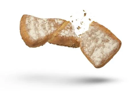 Loaf of crispy bread isolated on white. A loaf of freshly baked crispy bread is Stock Photos