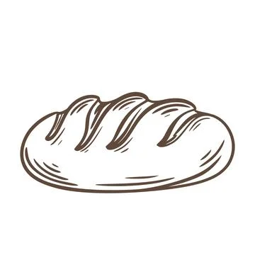 Loaf of fresh, airy wheat bread, doodle sketch style illustration Illustrazione stock