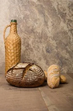 Loaf of fresh rye bread on a table 写真素材