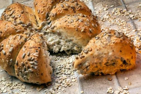 Loaf of home baked bread Stock Photos
