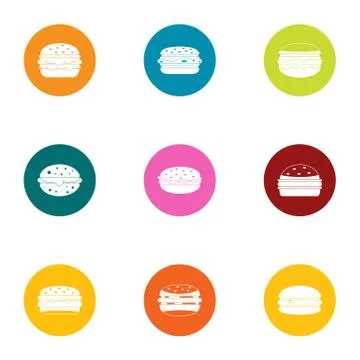 Loaf meat icons set, flat style Stock Illustration
