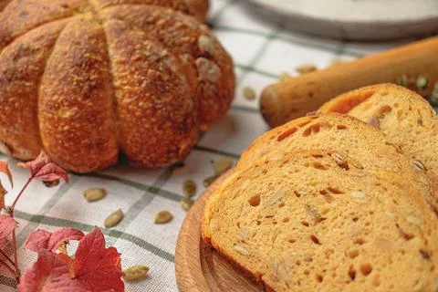 Loaf of pumpkin bread. Stock Photos