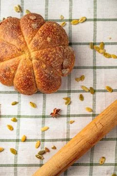 Loaf of pumpkin bread. Stock Photos