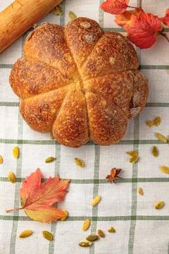 Loaf of pumpkin bread. Stock Photos