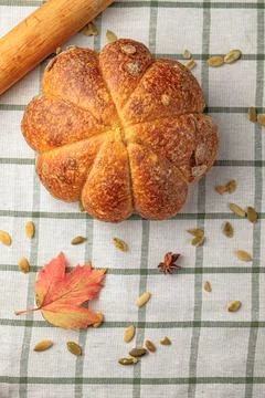 Loaf of pumpkin bread. Stock Photos