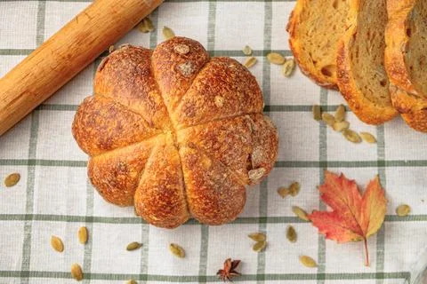 Loaf of pumpkin bread. Stock Photos