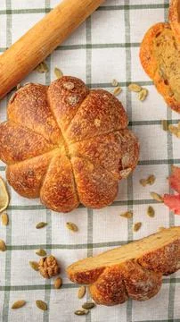 Loaf of pumpkin bread. Stock Photos