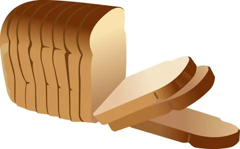 Loaf of rectangular bread illustration isolated on white background. Illustrazione stock