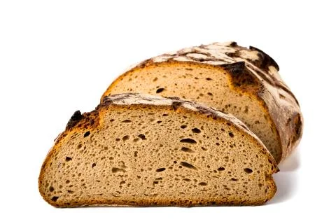 Loaf of rustic bread isolated on white background Stock Photos