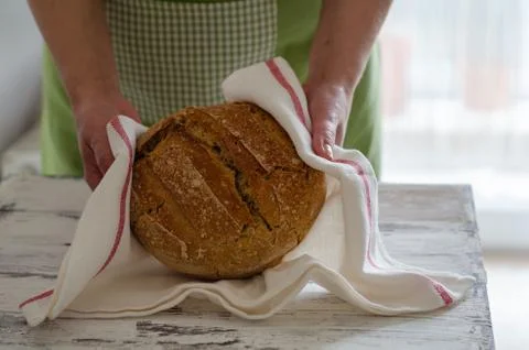 Loaf of rustic homemade bread Stock Photos