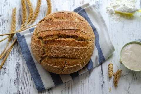 Loaf of rustic homemade bread Stock Photos