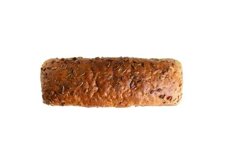 Loaf of rye bread with seeds. View from above. White isolate. Close-up. Stock Photos
