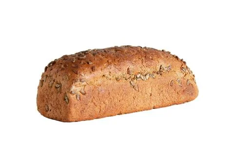 Loaf of rye bread with seeds. White isolate Close-up. Foto stock