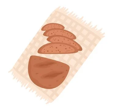 Loaf rye bread sliced napkin. Bakery homemade bread, fresh bakery produce 스톡 일러스트