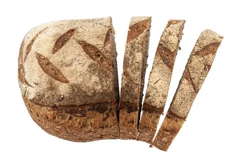 A loaf of rye or wheat bread with flax and sunflower seeds on a white backg.. Stock Photos