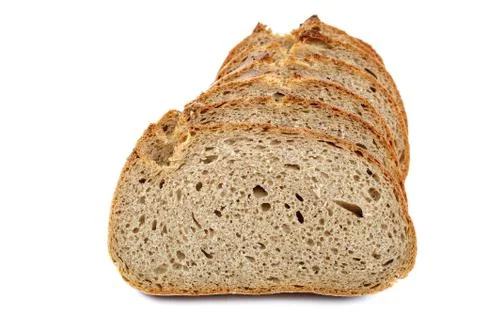 Loaf of sliced bread on white background. Stock Photos