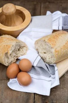 Loaf of sourdough bread in rustic kitchend setting Stock Photos