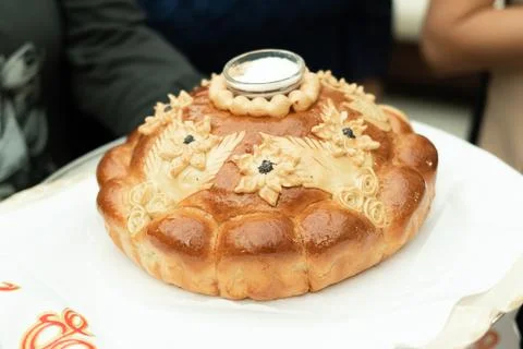 Loaf on the table for a holiday, wedding bread Stock Photos