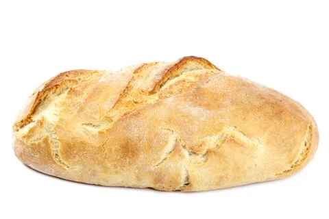 Loaf of wheat bread on white background. Stock Photos