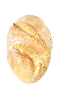 Loaf of wheat bread on white background. Stock Photos