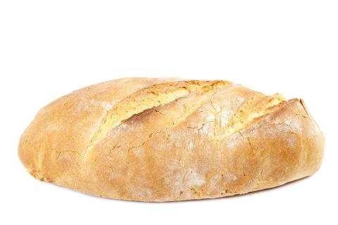 Loaf of wheat bread on white background. Foto stock