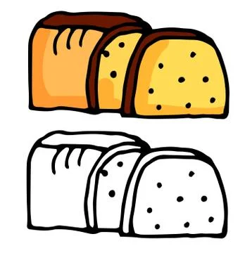 A loaf of white bread, and sliced pieces of bread. Stock Illustration