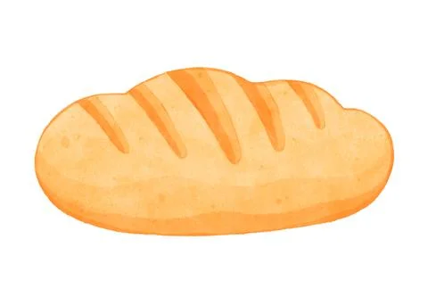 Loaf of white Bread on isolated background. Whole Bun, Bakery Baget. Stock Illustration