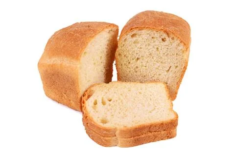 Loaf of white bread isolated on white background Stock Photos