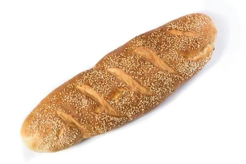 Loaf of white bread on a white Foto stock