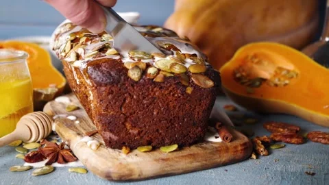 Loafed Pumpkin bread Video stock 167855171