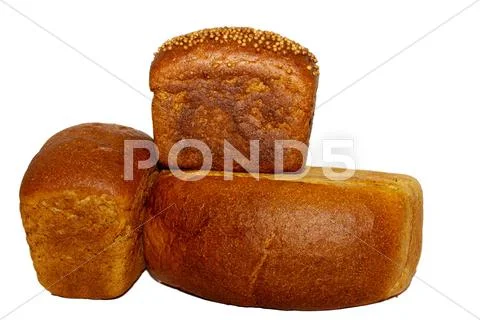 Loafs of whole wheat and rye bread and isolated Stock Photos