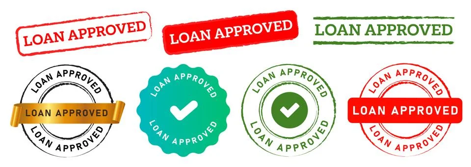 Loam approved rectangle and circle stamp label sticker sign for agreement Stock Illustration