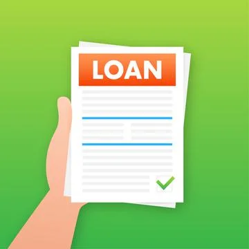 Loan agreement borrow money. Bank loan, credit agreement. Bank credit. Vector Stock Illustration