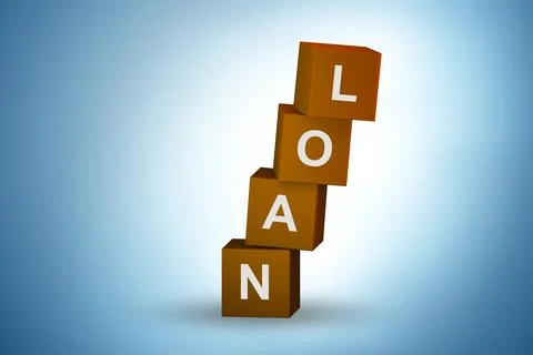 Loan and debt concept with cubes - 3d rendering Stock Illustration
