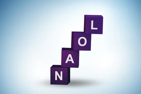 Loan and debt concept with cubes - 3d rendering Stock Illustration