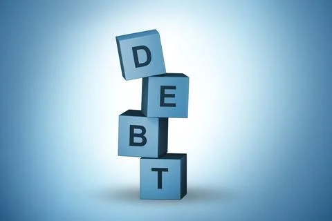 Loan and debt concept with cubes - 3d rendering Stock Illustration
