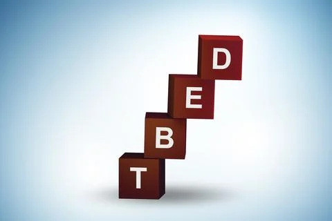 Loan and debt concept with cubes - 3d rendering Stock Illustration