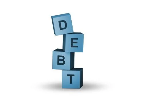 Loan and debt concept with cubes - 3d rendering Stock Illustration