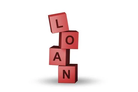 Loan and debt concept with cubes - 3d rendering Stock Illustration