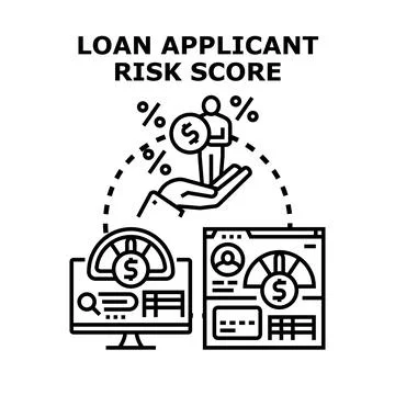 Loan applicant risk score analysis evaluating creditworthiness Stock Illustration