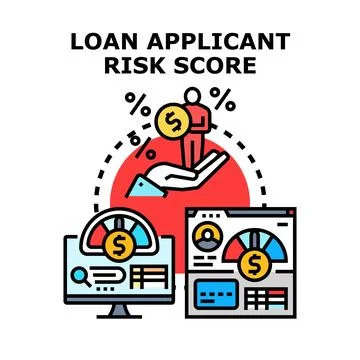 Loan applicant risk score analysis evaluating creditworthiness Stock Illustration