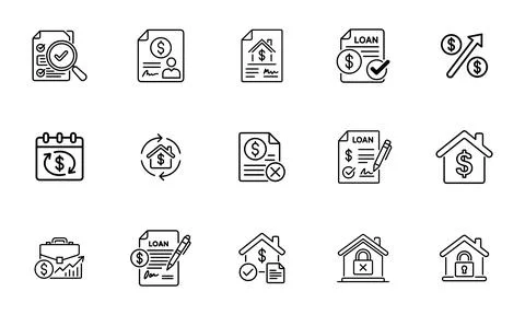 Loan Application and Approval Process Icons Stock Illustration