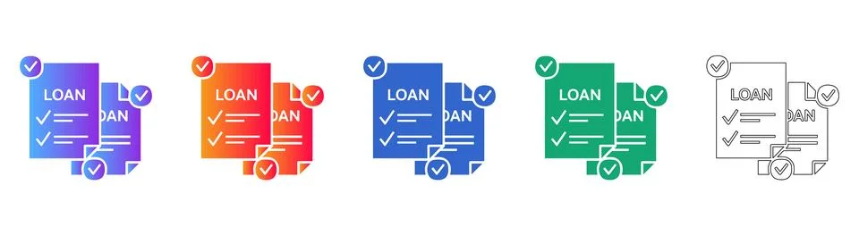Loan Application Approval Icons Set Иллюстрация