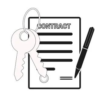 Loan application approved with car key and pen for sign signature concept on Stock Illustration