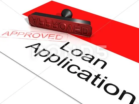 Loan application approved showing credit agreement Stock Illustration