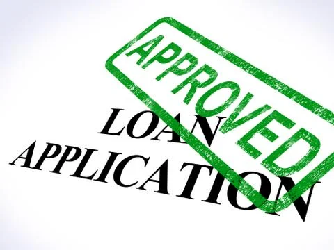 Loan application approved shows credit agreement Stock Illustration