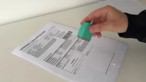 Loan Application Form Rejected With Green Rubber Stamp for Bank Lending Refusal Stock Footage 340395596