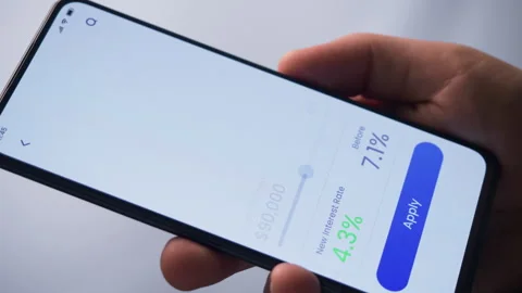 A loan application for mortgage refinancing gets approved. Buying house online Stock Footage 278049434