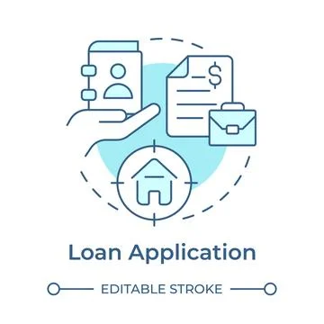 Loan application soft blue concept icon Stock Illustration