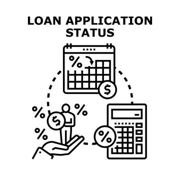 Loan application status checking financing terms Stock Illustration
